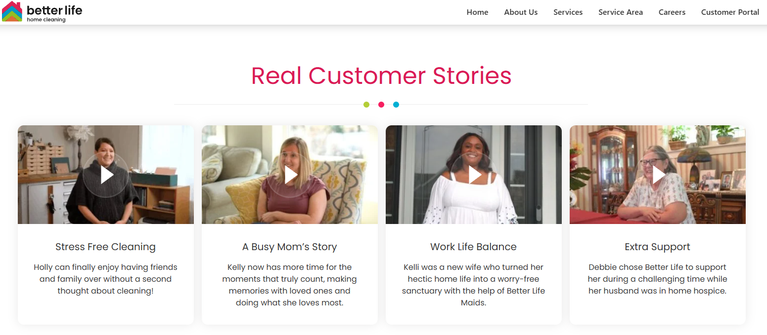 Better Life Home Cleaning presents real customer stories.