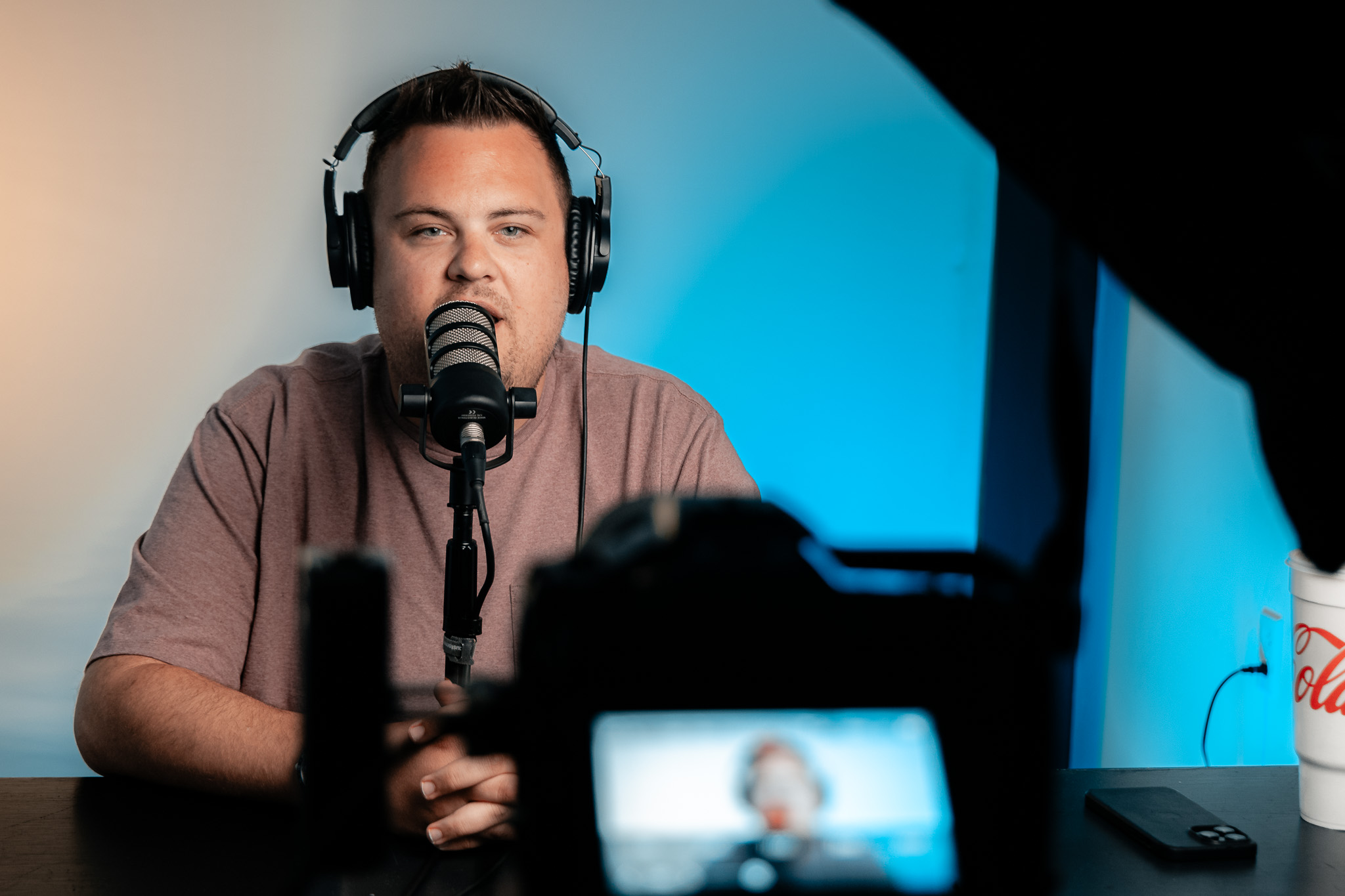 Drew Larison recording in the Five Door Media studio
